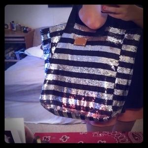 PINK sequin beach bag